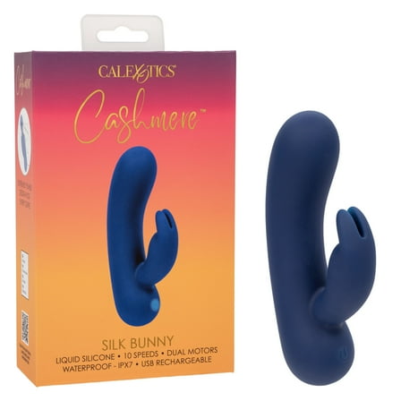 CalExotics Cashmere Silk Bunny Rechargeable Silicone Rabbit Vibrator, Blue