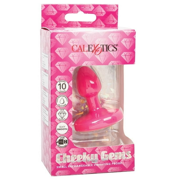 CalExotics Cheeky Gems Rechargeable Vibrating Silicone Anal Probe, Small, Pink