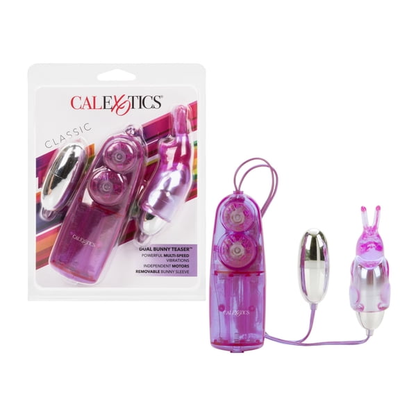 CalExotics Dual Multi-Speed Bunny Teaser Flickering Ears Removeable Soft Sleeve Vibrator - Purple