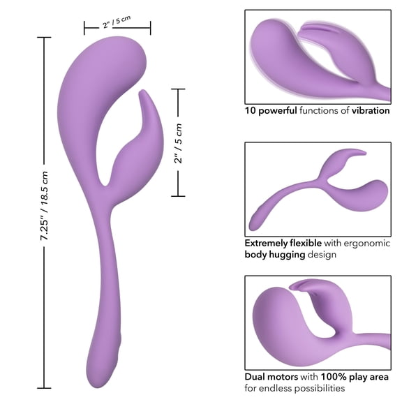 CalExotics Elle Liquid Silicone Dual Flicker Rechargeable Clitoral Vibrator, Purple