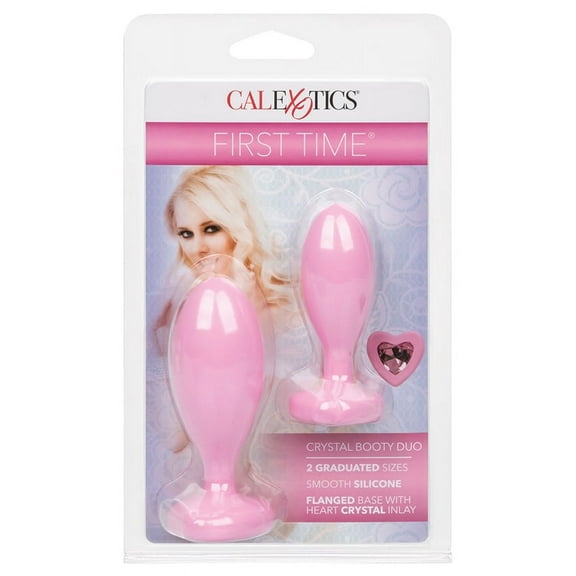 CalExotics First Time Love Crystal Booty Duo Silicone Anal Plug, Pink