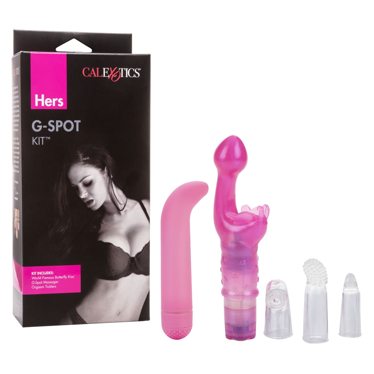 CALIFORNIA EXOTIC NOVELTIES CalExotics Hers G-Spot Kit with Butterfly Kiss, G-Spot Massager with Ticklers- Pink