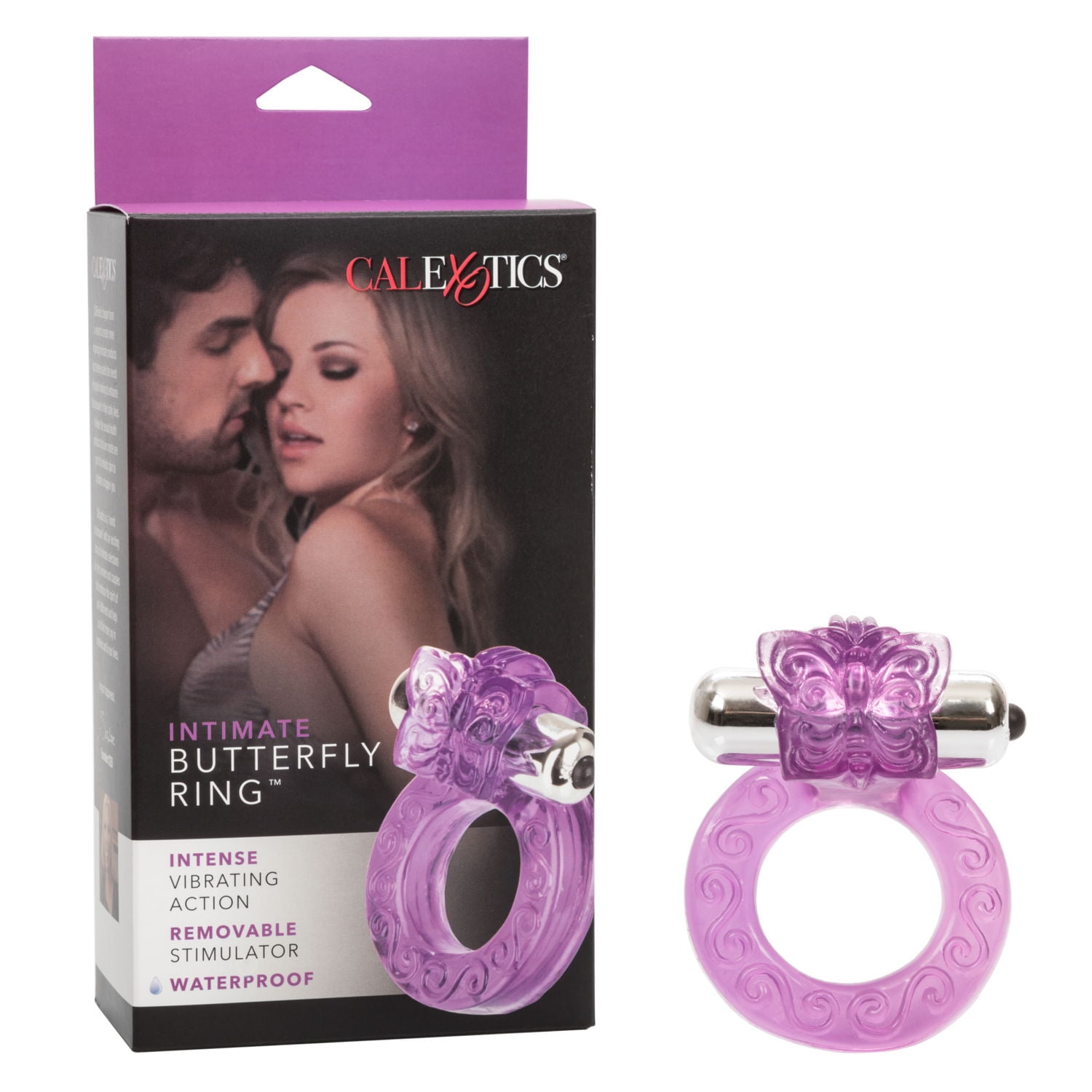 CalExotics Intimate Couple's Butterfly Fluttering Wings Enhancement Ring Vibrator - Purple