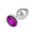 thumbnail image 1 of CalExotics Jewel Round Aluminum Anal Plug, Amethyst Small, 1 of 5