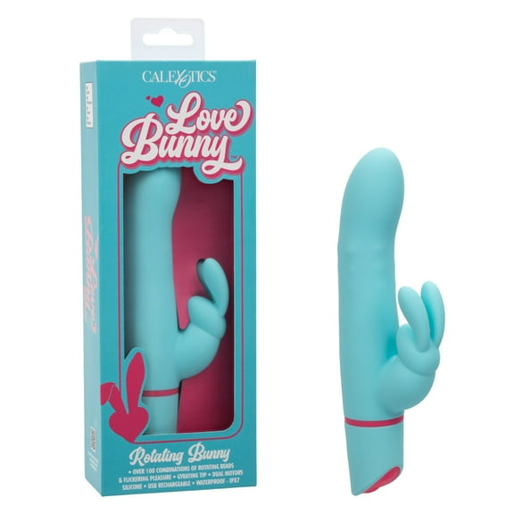 CalExotics Love Bunny Rotating Bunny Silicone Rabbit Vibrator, Blue
