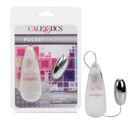 CalExotics Pocket Exotics Multi-Speed Vibrating Silver Bullet Vibrator - Silver