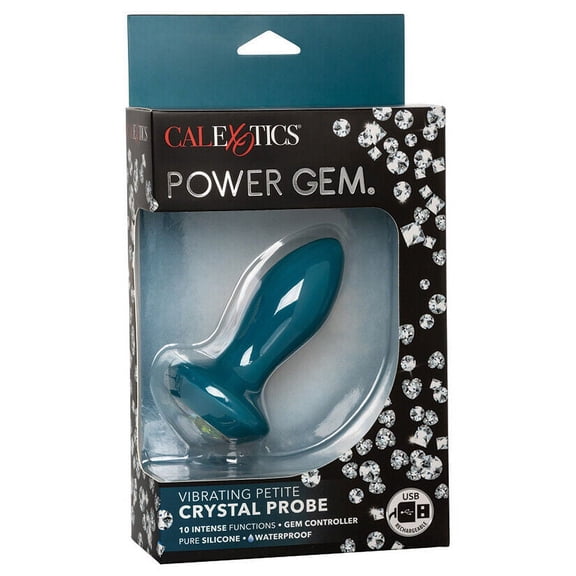 CalExotics Power Gem Vibrating Petite Crystal Silicone Anal Probe, Teal