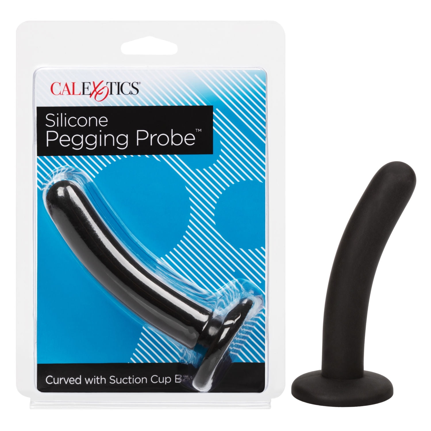 CALIFORNIA EXOTIC NOVELTIES CalExotics Premium Silicone Anal Pegging Probe Curved with Suction Cup - Black