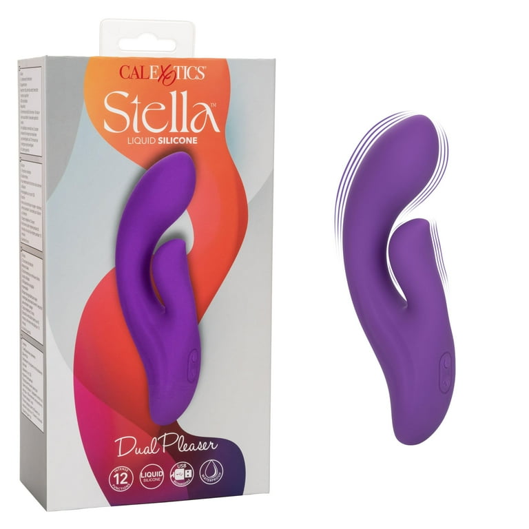 CalExotics Rabbit Vibrators Stella Liquid Silicone Dual Pleaser - Purple