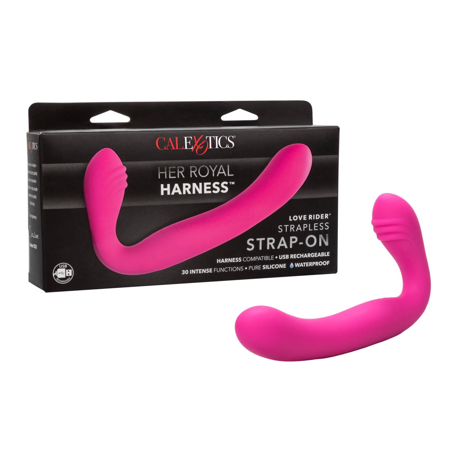 CALIFORNIA EXOTIC NOVELTIES CalExotics Rechargeable 30-Function Silicone Love Rider Strapless Strap-On - Pink