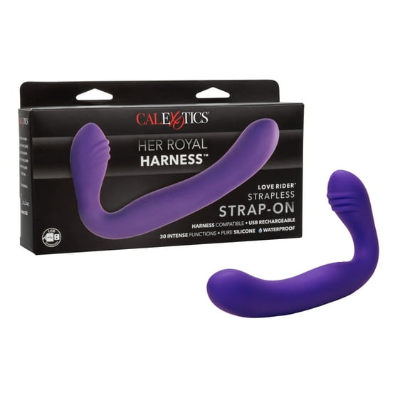 CalExotics Rechargeable 30-Function Silicone Love Rider Strapless Strap-On - Purple