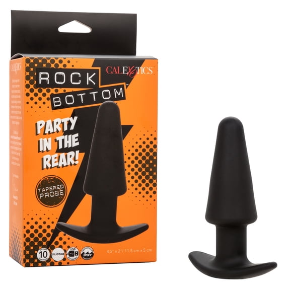 CalExotics Rock Bottom Tapered Vibrating Silicone Anal Plug, Black