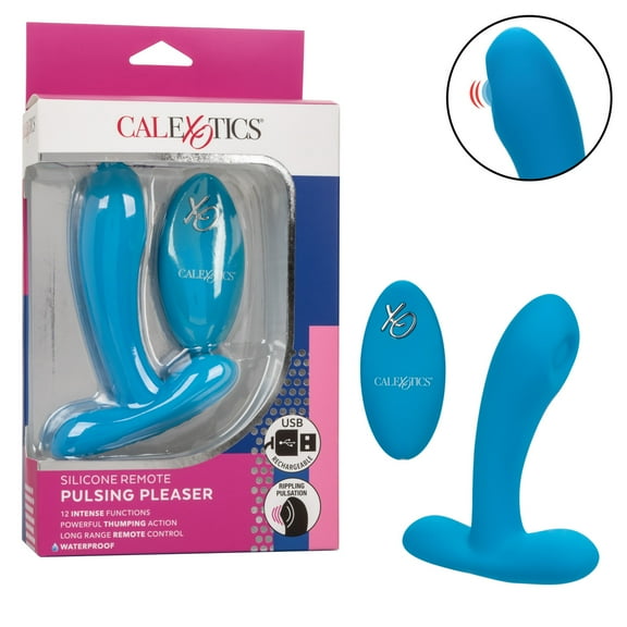 CalExotics Silicone Remote Pulsing Pleaser Rechargeable Vibrator with Remote Control - Blue