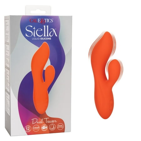 CalExotics Stella Liquid Silicone-Dual Teaser Rabbit Vibrator, Orange