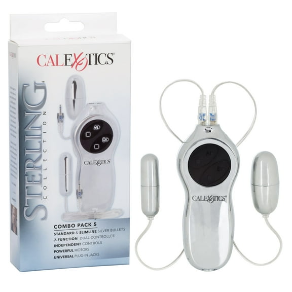 CalExotics Sterling Metallic Collection 7-Function Standard & Slim Dual Combo Pack 5 - Silver