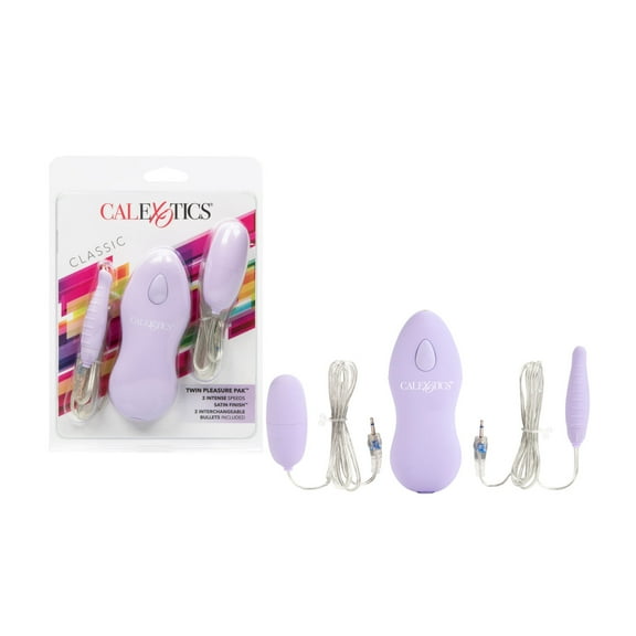 CalExotics Twin Pleasure Pak Intense 2-Speed Satin Finish Interchangeable Bullets Vibrator - Purple