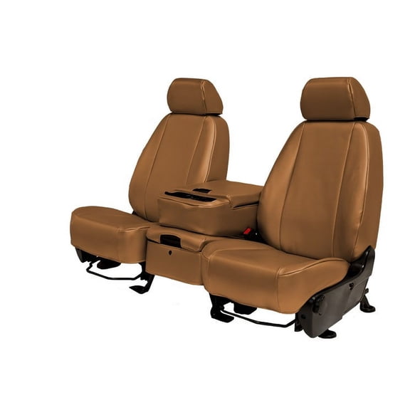 CalTrend Center 60/40 Split Bench Carbon Fiber Seat Covers for 2000-2002 Ford Excursion - FD162-06FA Beige Insert and Trim