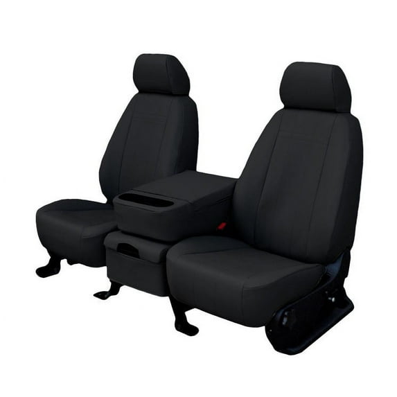 CalTrend Center 60/40 Split Bench Faux Leather Seat Covers for 2000-2002 Chevy/GMC Tahoe|Yukon - CV177-01LB Black Insert with Black Trim