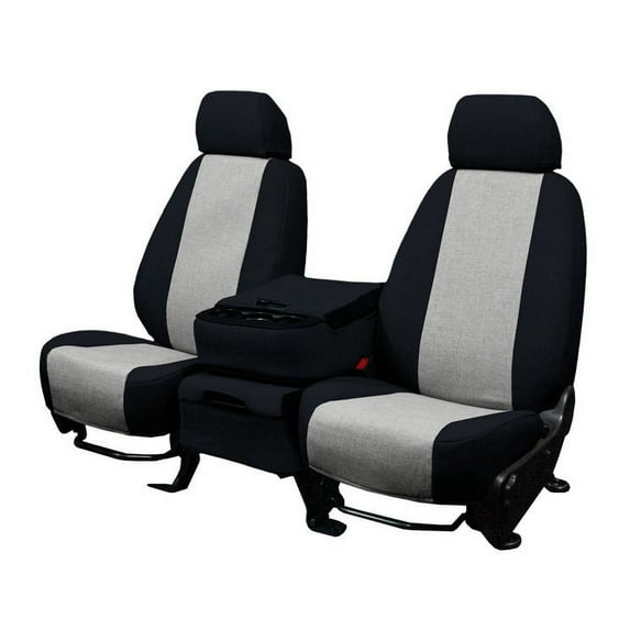 CalTrend Center 60/40 Split Bench Tweed Seat Covers for 2008-2009 Toyota Land Cruiser - TY266-08TT Light Grey Insert with Black Trim
