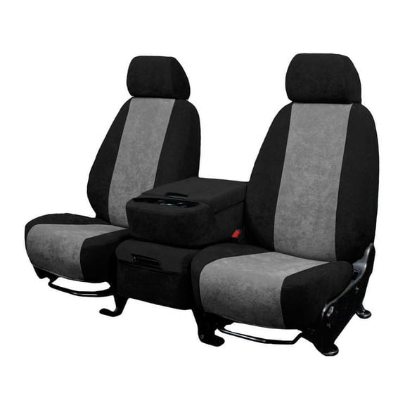 CalTrend Center Buckets MicroSuede Seat Covers for 1985-1995 Chevy/GMC Astro|Safari - CV493-08SB Light Grey Insert with Black Trim