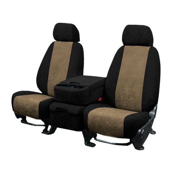CalTrend Center Buckets SuperSuede Seat Covers for 2000-2002 Chevy/GMC Suburban|Yukon|Tahoe 1500-2500 - CV174-06SP Beige Insert with Black Trim