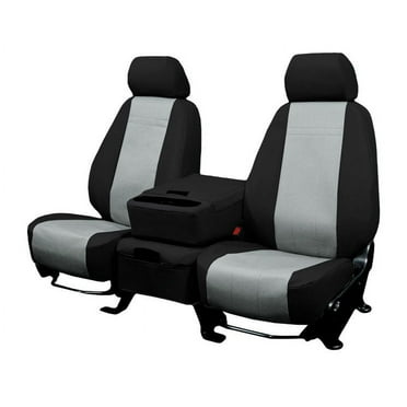 CalTrend Center Captain Chairs DuraPlus Seat Covers for 2011-2020 Toyota Sienna - TY287-08DD Light Grey Insert with Black Trim
