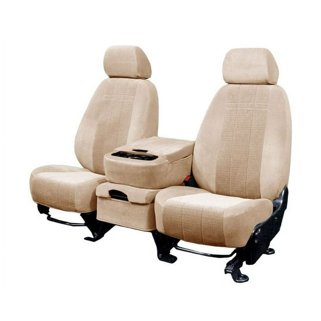 CalTrend Center Captain Chairs O.E. Velour Seat Covers for 2021-2022 Toyota Sienna - TY589-05RR Sandstone Premier Insert with Classic Trim
