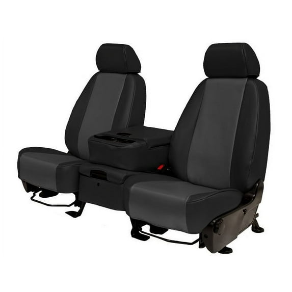 CalTrend Center Solid Bench Carbon Fiber Seat Covers for 1996-2000 Dodge Caravan - DG200-03FC Charcoal Insert with Black Trim