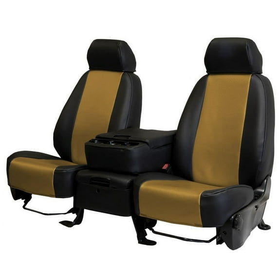 CalTrend Front 40/20/40 Split Bench Carbon Fiber Seat Covers for 2012-2013 Toyota Tundra - TY476-06FC Beige Insert with Black Trim