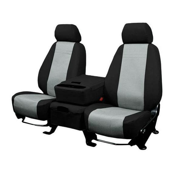 CalTrend Front 40/20/40 Split Bench DuraPlus Seat Covers for 2005-2005 Dodge Dakota - DG327-08DD Light Grey Insert with Black Trim