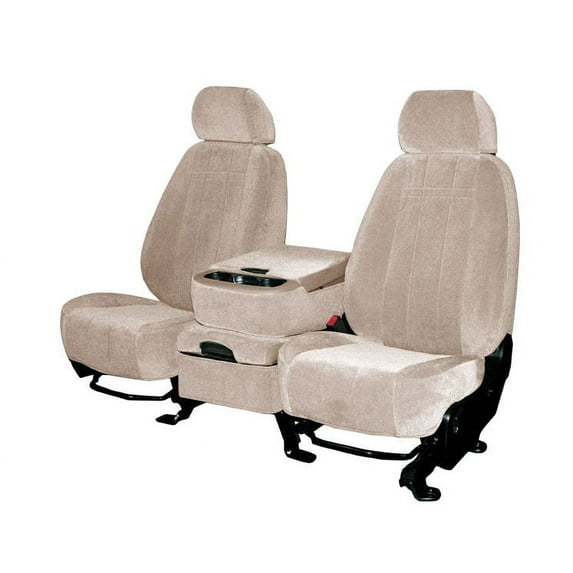 CalTrend Front 40/20/40 Split Bench O.E. Velour Seat Covers for 2014-2020 Chevy/GMC Silverado|Tahoe|Sierra 1500-3500 - CV541-06RA Beige Classic Insert and Trim
