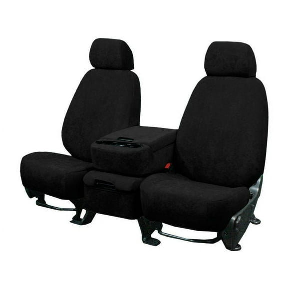 CalTrend Front 40/20/40 Split Bench SuperSuede Seat Covers for 2019-2023 Chevy/GMC Silverado|Sierra 1500-3500 - CV619-01SS Black Insert and Trim