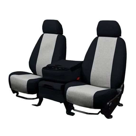CalTrend Front 60/40 Split Bench Tweed Seat Covers for 2000-2005 Chevy Impala - CV440-08TT Light Grey Insert with Black Trim