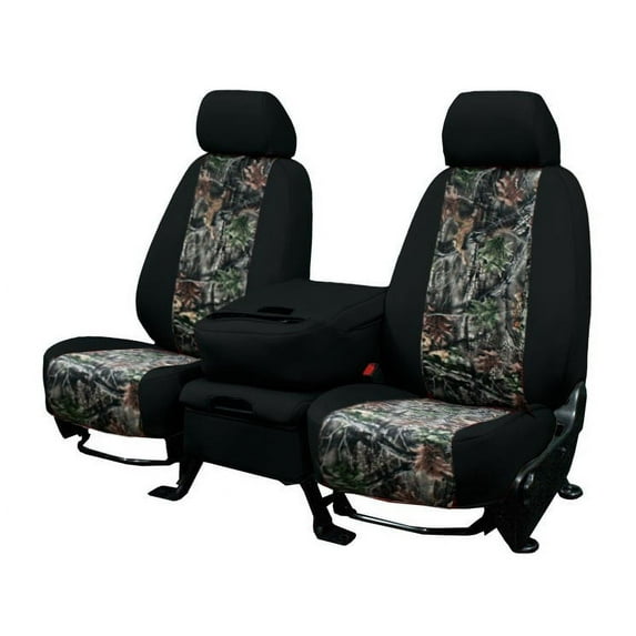 CalTrend Front Buckets Camo Seat Covers for 2002-2004 Chevy Avalanche 1500-2500 - CV182-93KS Hunter Camo Insert with Black Trim