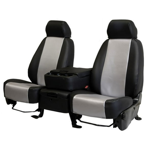 CalTrend Front Buckets Carbon Fiber Seat Covers for 1986-1986 GMC Jimmy - CV617-08FC Light Grey Insert with Black Trim