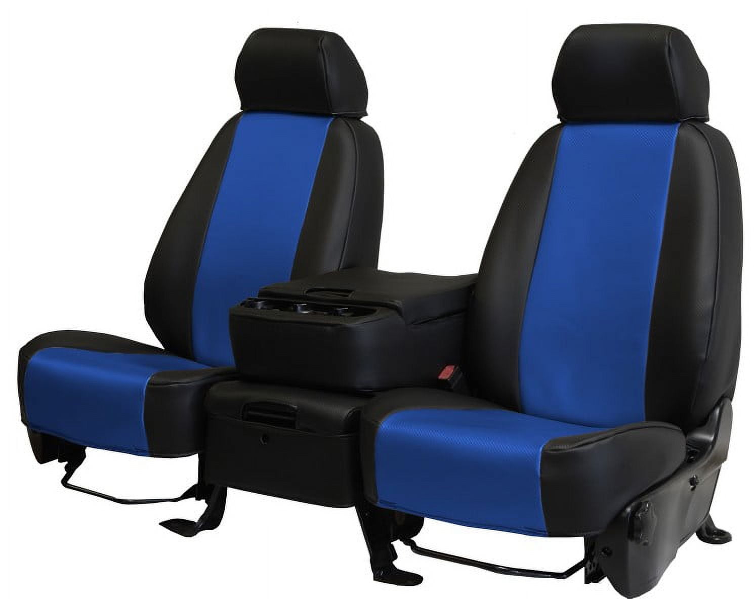 CalTrend Front Buckets Carbon Fiber Seat Covers for 2013 2014 Volkswagen Jetta VW145 04FC Blue Insert with Black Trim