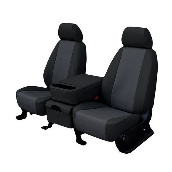 CalTrend Front Buckets Faux Leather Seat Covers for 2010-2010 Chrysler Town & Country - CR163-09LB Dark Grey Insert with Black Trim