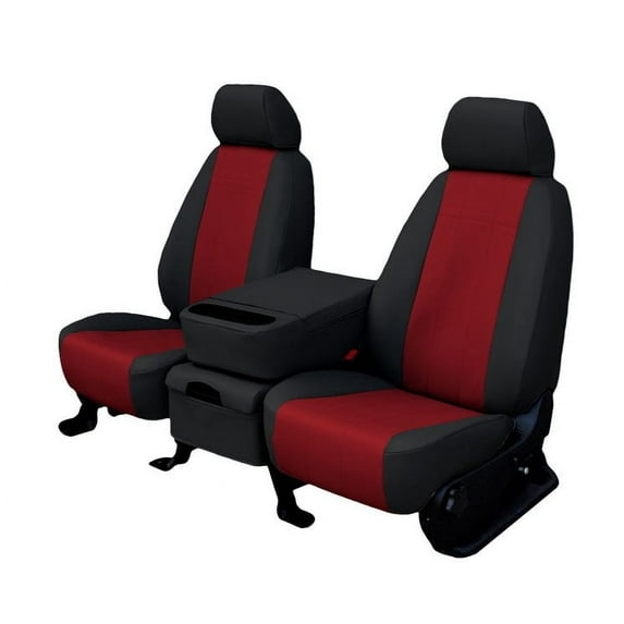 CalTrend Front Buckets Faux Leather Seat Covers for 2018-2023 Chevy Traverse - CV633-02LB Red Insert with Black Trim