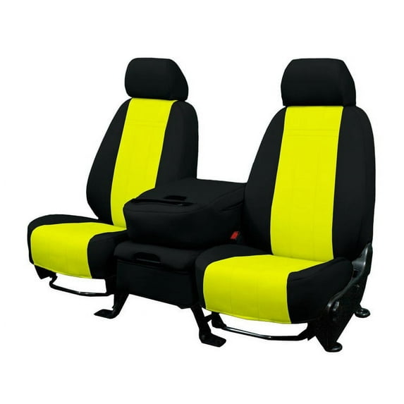 CalTrend Front Buckets NeoSupreme Seat Covers for 2013-2017 Buick/Chevy/GMC Enclave|Traverse|Acadia - CV513-12NN Yellow Insert with Black Trim