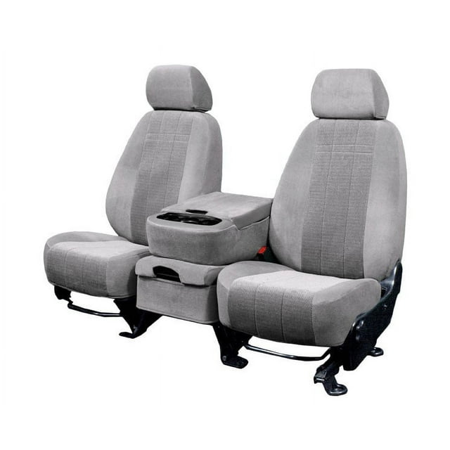 CalTrend Front Buckets O.E. Velour Seat Covers for 2021-2023 Ford F-150 - FD565-08RR Light Grey Premier Insert with Classic Trim