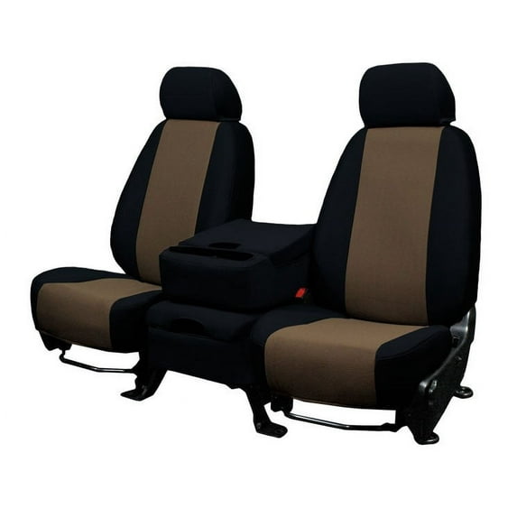 CalTrend Front Buckets SportsTex Seat Covers for 2012-2015 Scion iQ - TY490-06GG Beige Insert with Black Trim