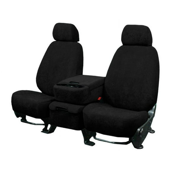 CalTrend Front Buckets SuperSuede Seat Covers for 1996-2009 Chevy/GMC Express|Savana 1500-3500 - CV376-01SP Black Insert with Black Trim