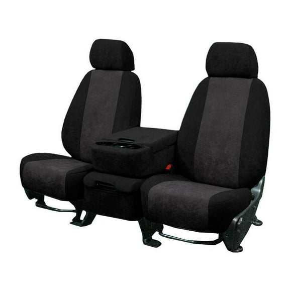 CalTrend Front Buckets SuperSuede Seat Covers for 2013-2017 Volkswagen Passat - VW136-03SP Charcoal Insert with Black Trim