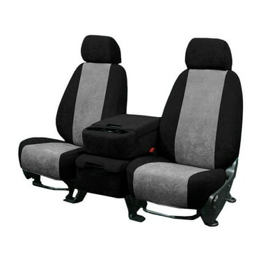 CalTrend Front Buckets SuperSuede Seat Covers for 2017-2022 Chrysler Pacifica - CR177-08SP Light Grey Insert with Black Trim