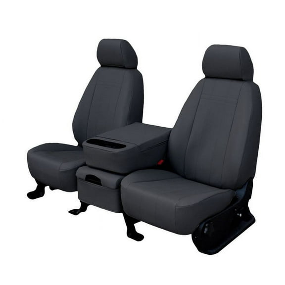 CalTrend Front Captain Chairs Faux Leather Seat Covers for 1999-2005 Pontiac Montana - PT106-09LX Dark Grey Insert and Trim
