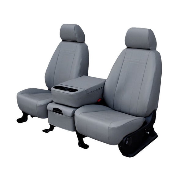 CalTrend Front Captain Chairs Faux Leather Seat Covers for 2005-2010 Toyota Sienna - TY223-08LX Light Grey Insert and Trim