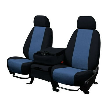 CalTrend Front Captain Chairs Tweed Seat Covers for 1998-2003 Toyota Sienna - TY205-04TT Blue Insert with Black Trim