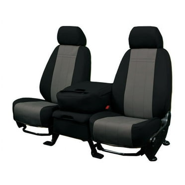 CalTrend Front NeoSupreme Seat Covers for 2012-2014 Ford F-150 - FD415-03NN Charcoal Insert with Black Trim