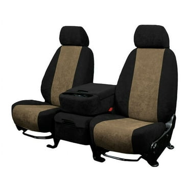 CalTrend Front Solid Bench MicroSuede Seat Covers for 1980-1991 Chevy/GMC C10|C1500|K1500 - CV122-06SB Beige Insert with Black Trim