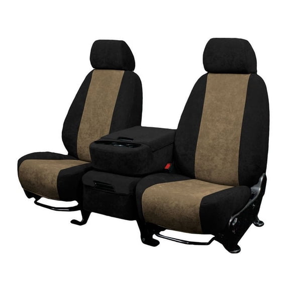 CalTrend Front Solid Bench MicroSuede Seat Covers for 1998-2003 Ford Ranger - FD151-06SB Beige Insert with Black Trim